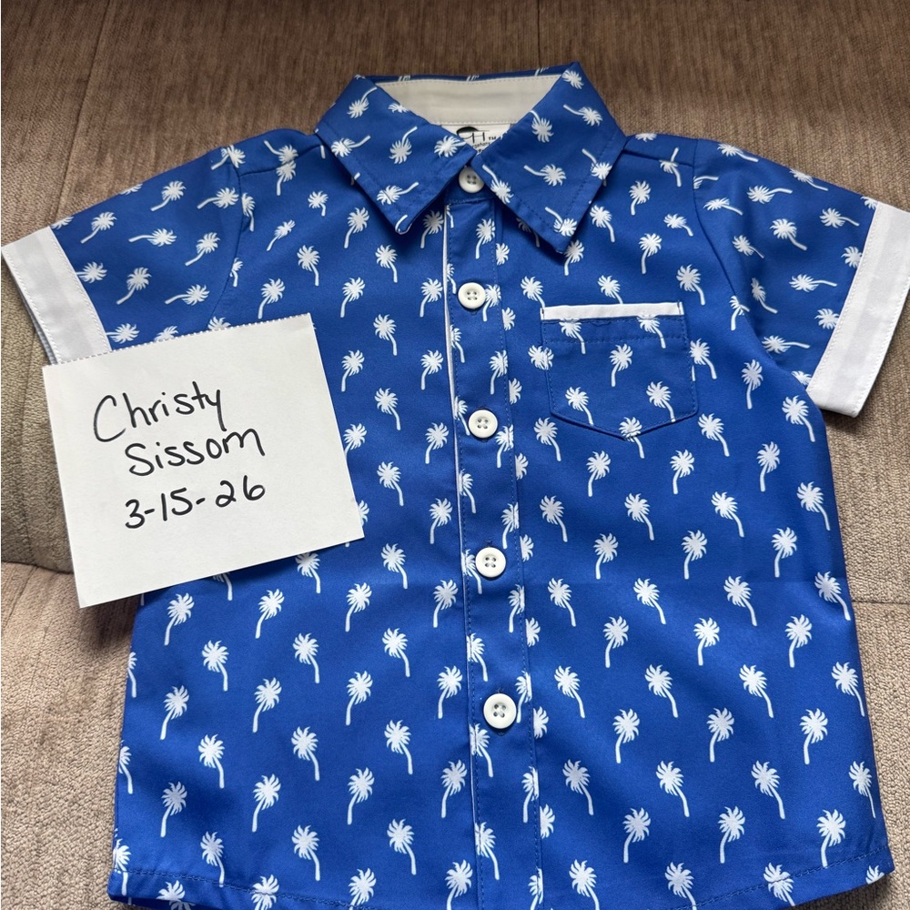 George Hats Blue Palm Collared Shirt